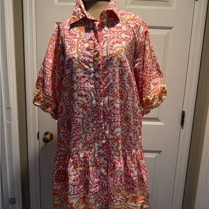Olivaceous Pink and Orange Floral Dress
